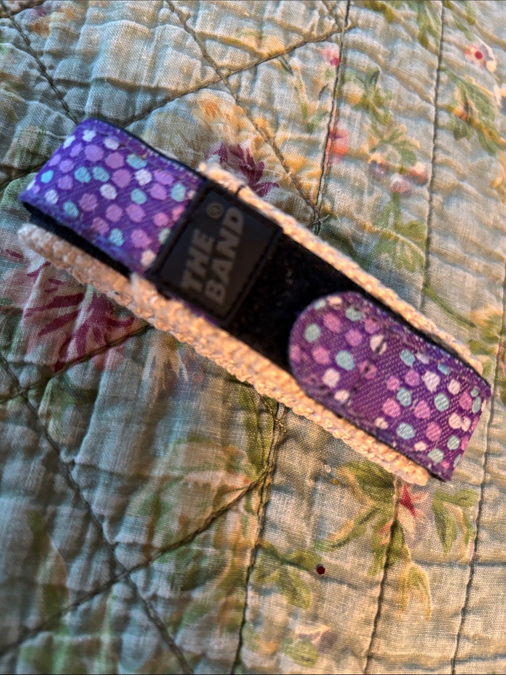 THE BAND Purple Polka Dot Fabric and strong Velcro Wrist Band
